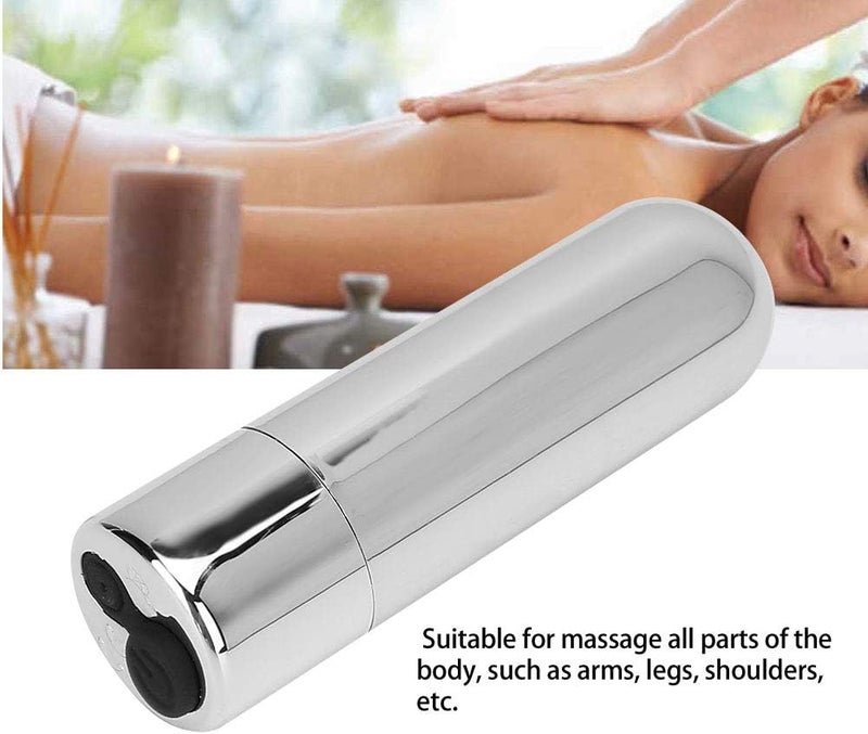 woobles Portable USB Massager Body Vibration Body Massage Vibrator for Arms, Legs, Shoulders - 10 Vibration Modes, Waterproof, 6.5x1.3cm(Silver Black Button) - Image 2